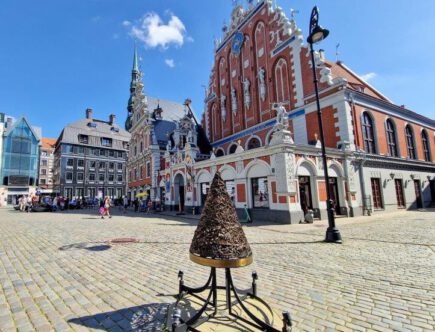 Bezienswaardigheid in Riga Blackheads Gildehuis waar de kerstboom vandaan komt
